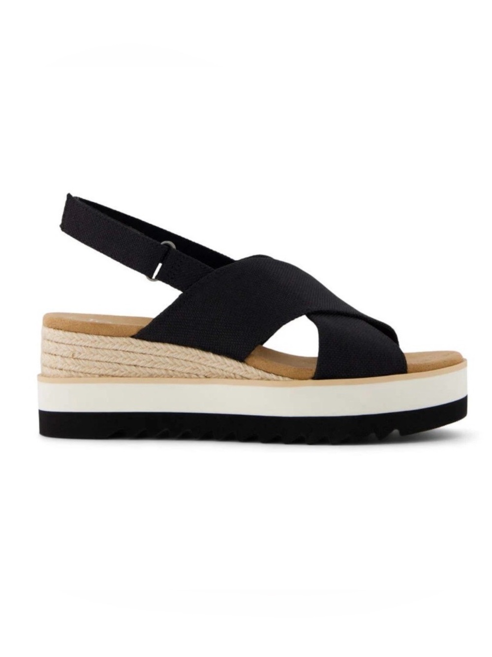 Toms Diana Crossover Sandal Size 9 Black Comfort Classic
